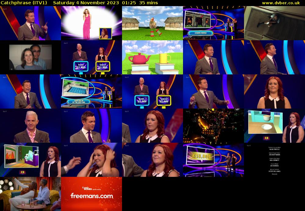 Catchphrase (ITV1) Saturday 4 November 2023 01:25 - 02:00