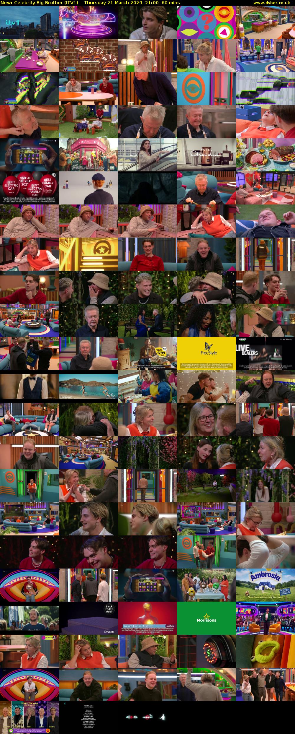 Celebrity Big Brother (ITV1) Thursday 21 March 2024 21:00 - 22:00
