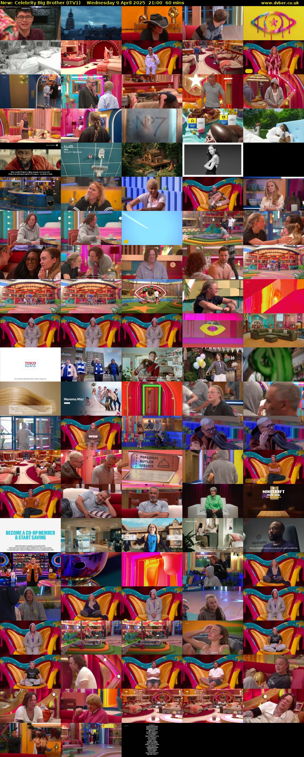 Celebrity Big Brother (ITV1) Wednesday 9 April 2025 21:00 - 22:00