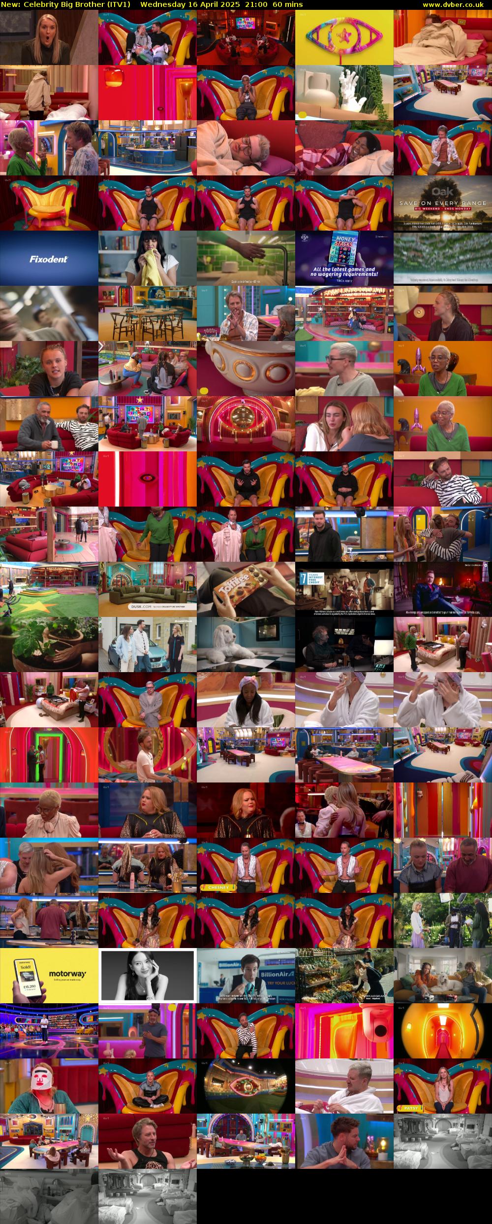 Celebrity Big Brother (ITV1) Wednesday 16 April 2025 21:00 - 22:00