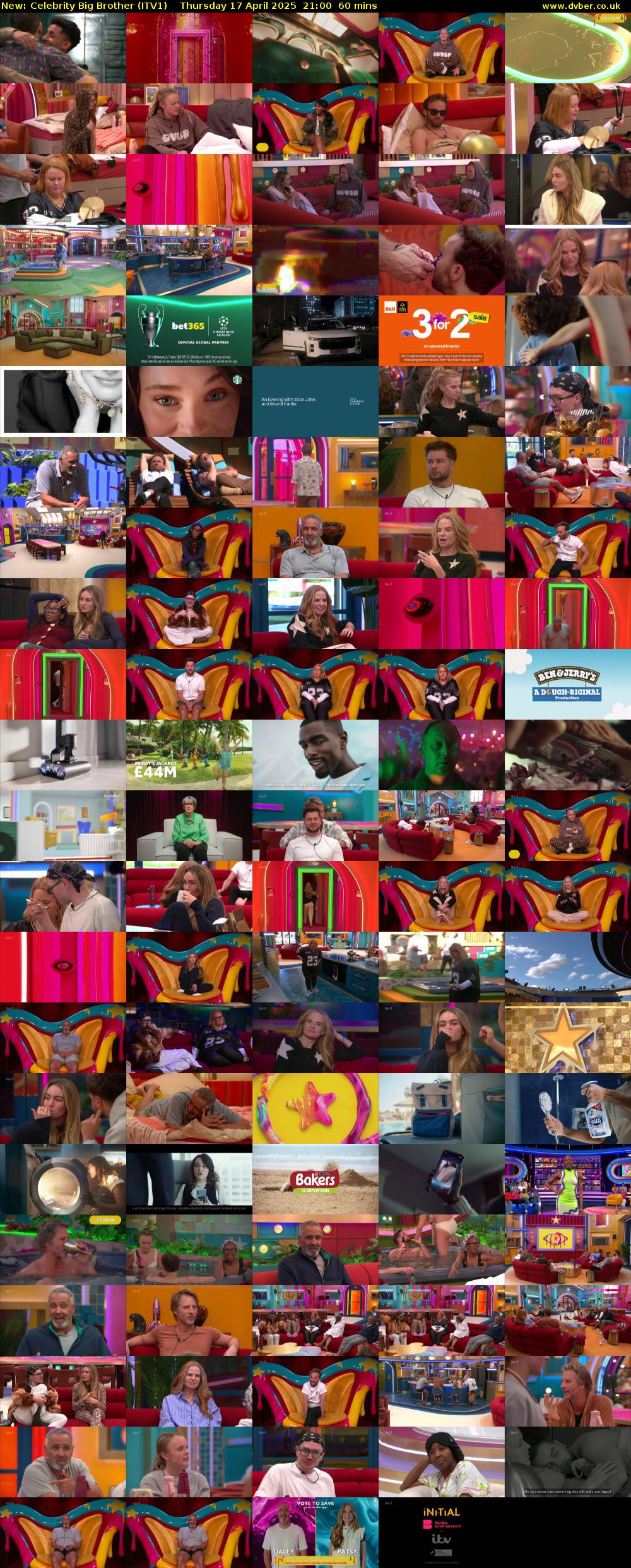 Celebrity Big Brother (ITV1) Thursday 17 April 2025 21:00 - 22:00
