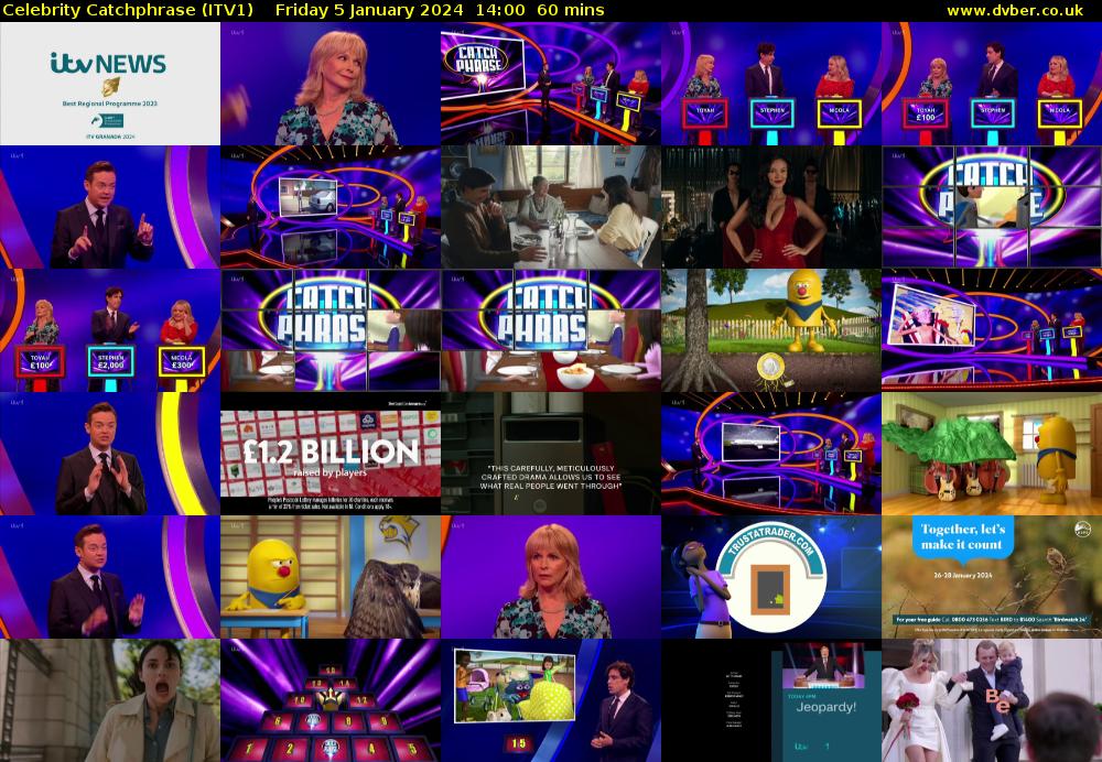 Celebrity Catchphrase (ITV1) Friday 5 January 2024 14:00 - 15:00