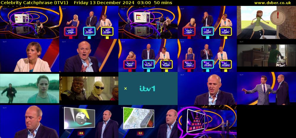 Celebrity Catchphrase (ITV1) Friday 13 December 2024 03:00 - 03:50