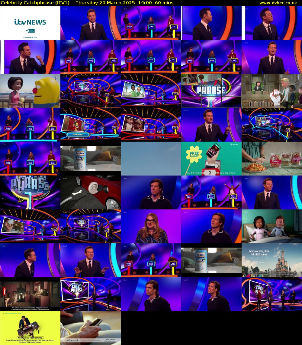 Celebrity Catchphrase (ITV1) Thursday 20 March 2025 14:00 - 15:00