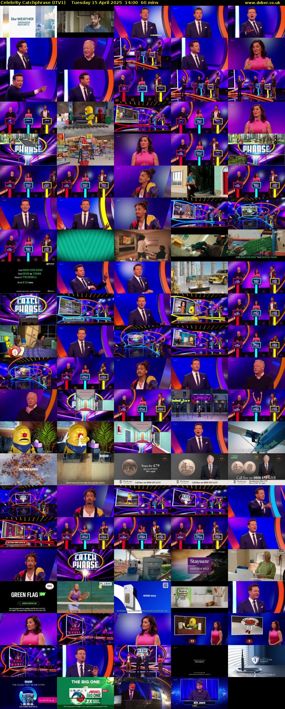 Celebrity Catchphrase (ITV1) Tuesday 15 April 2025 14:00 - 15:00