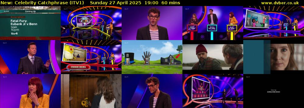 Celebrity Catchphrase (ITV1) Sunday 27 April 2025 19:00 - 20:00