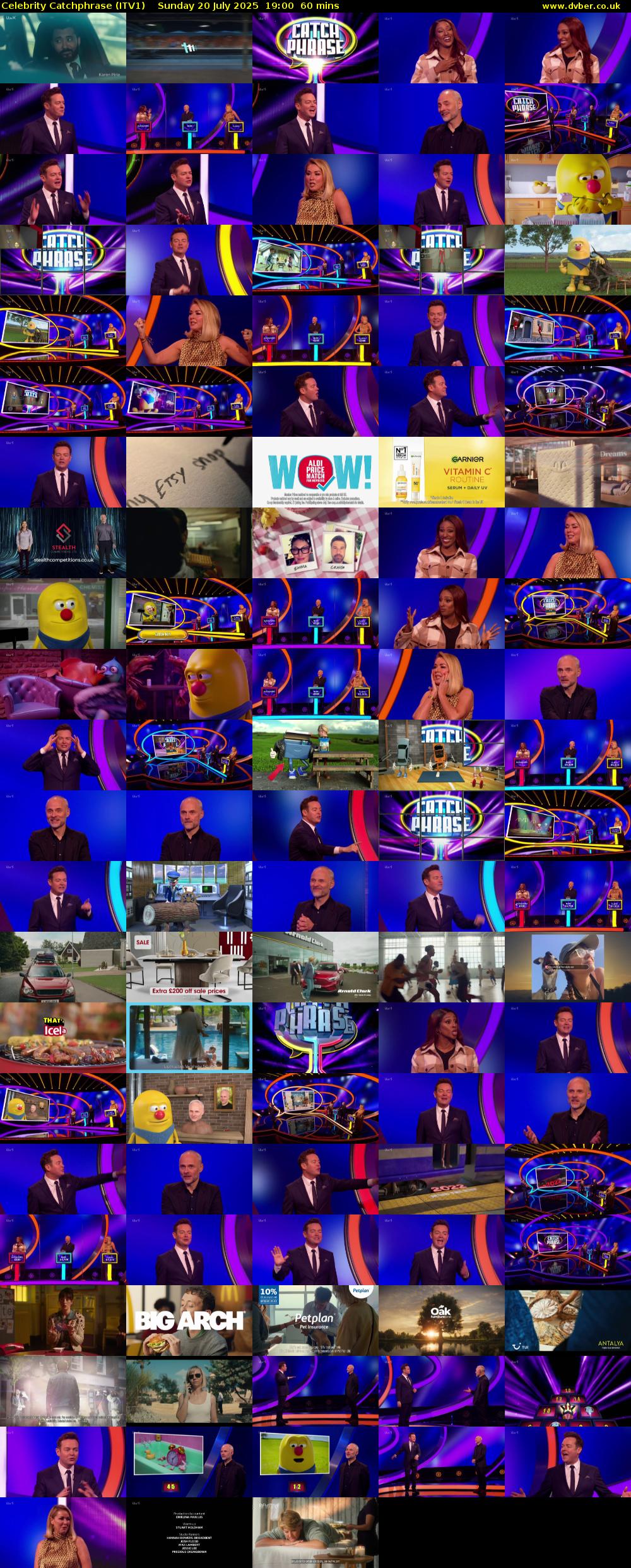 Celebrity Catchphrase (ITV1) Sunday 20 July 2025 19:00 - 20:00