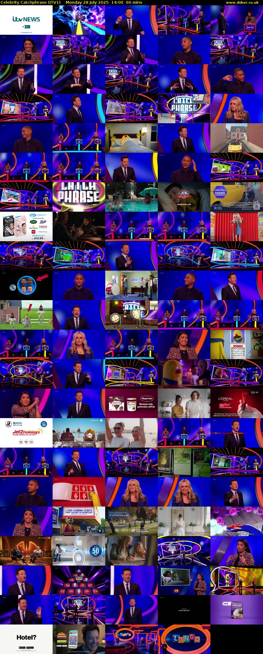 Celebrity Catchphrase (ITV1) Monday 28 July 2025 14:00 - 15:00