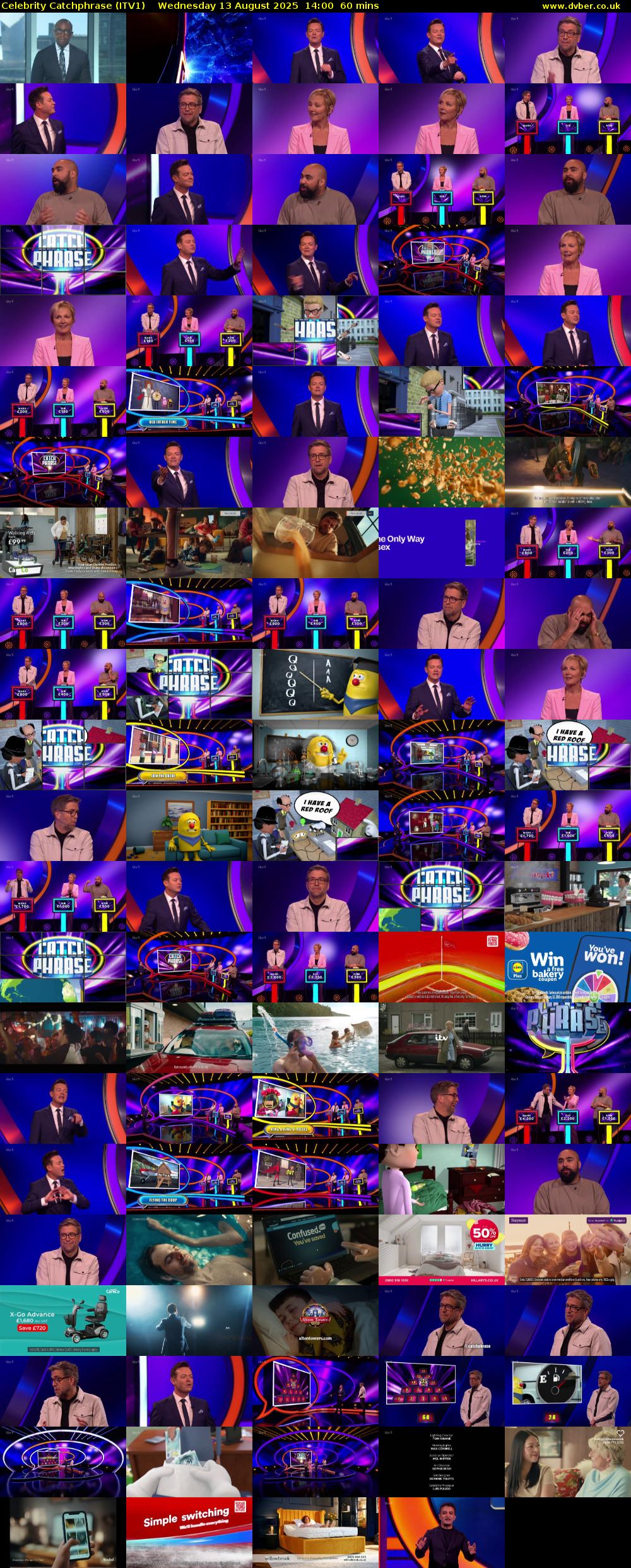 Celebrity Catchphrase (ITV1) Wednesday 13 August 2025 14:00 - 15:00