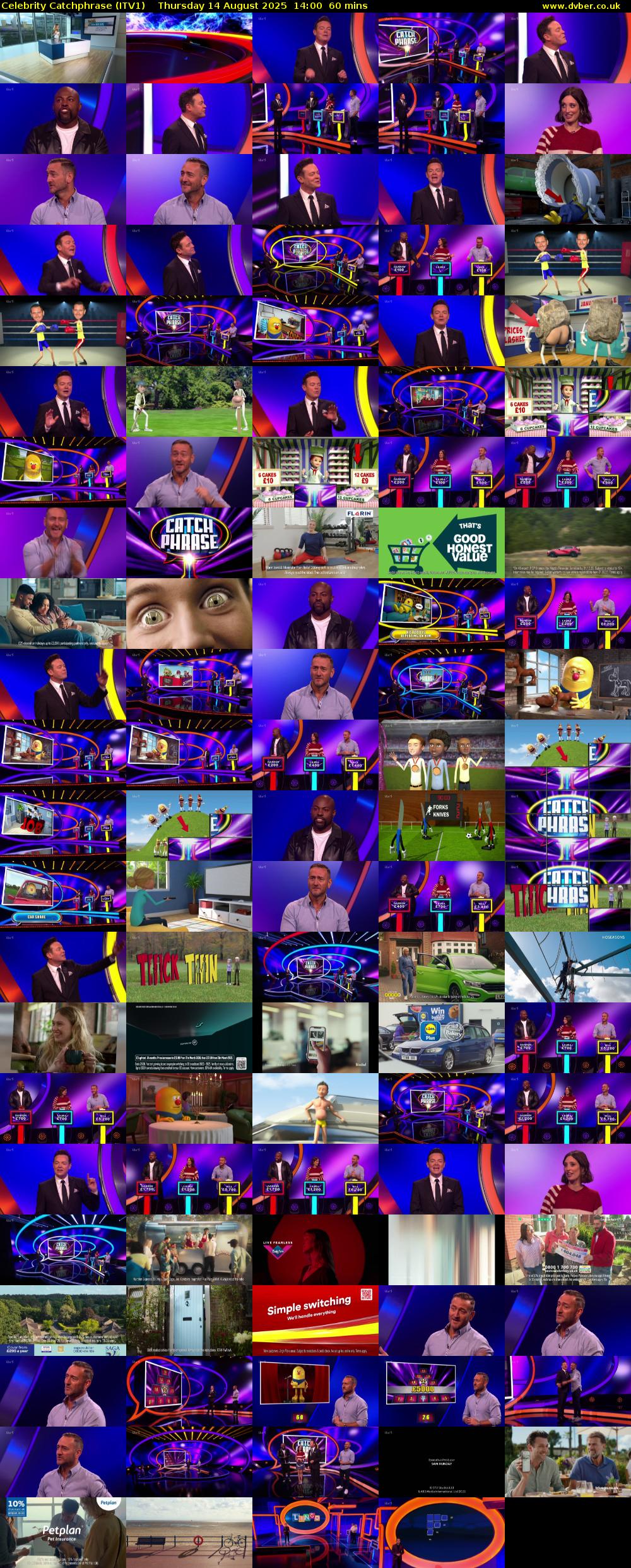 Celebrity Catchphrase (ITV1) Thursday 14 August 2025 14:00 - 15:00