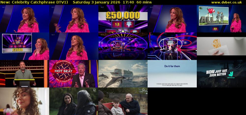 Celebrity Catchphrase (ITV1) Saturday 3 January 2026 17:40 - 18:40