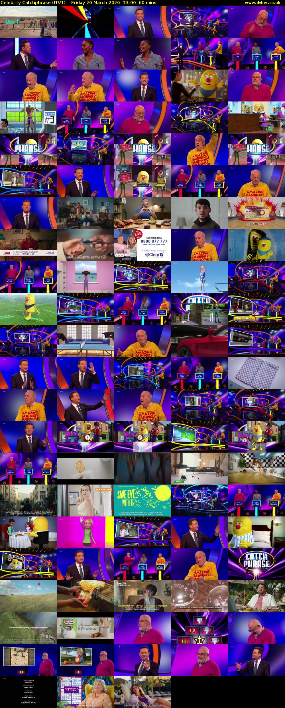 Celebrity Catchphrase (ITV1) Friday 20 March 2026 13:00 - 14:00