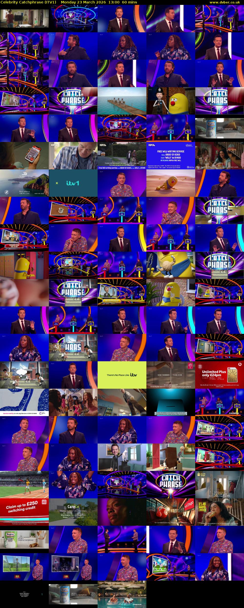 Celebrity Catchphrase (ITV1) Monday 23 March 2026 13:00 - 14:00