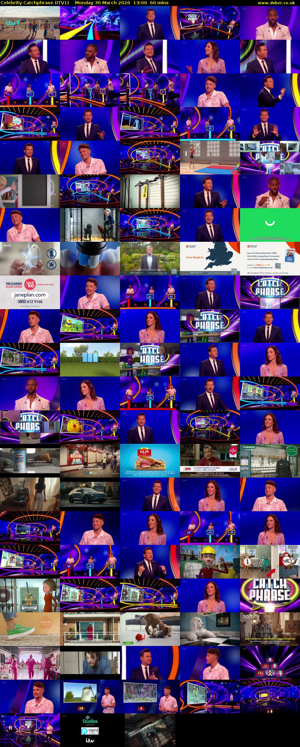 Celebrity Catchphrase (ITV1) Monday 30 March 2026 13:00 - 14:00