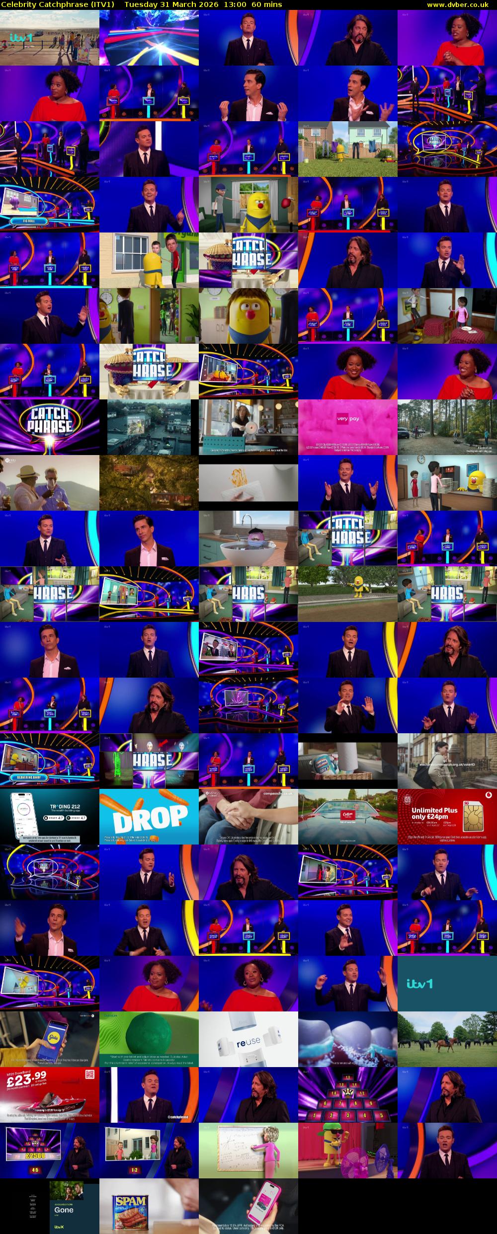 Celebrity Catchphrase (ITV1) Tuesday 31 March 2026 13:00 - 14:00