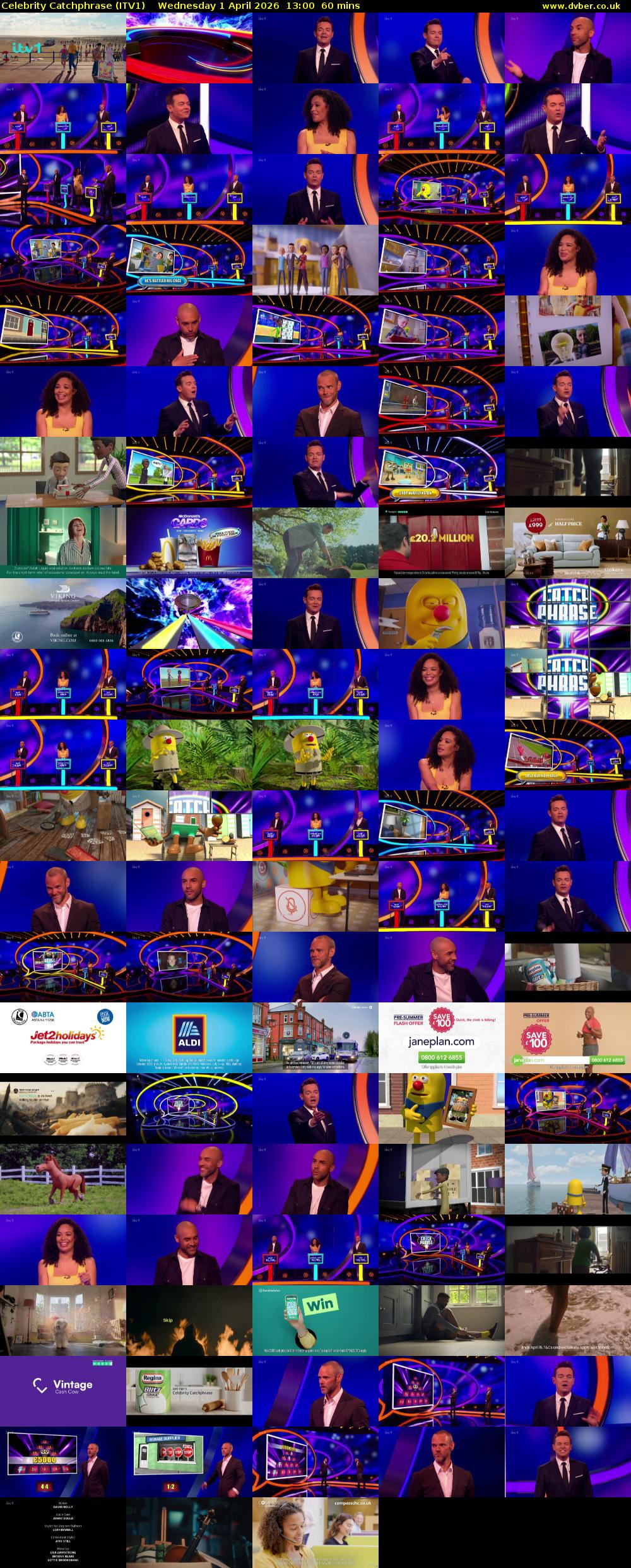 Celebrity Catchphrase (ITV1) Wednesday 1 April 2026 13:00 - 14:00