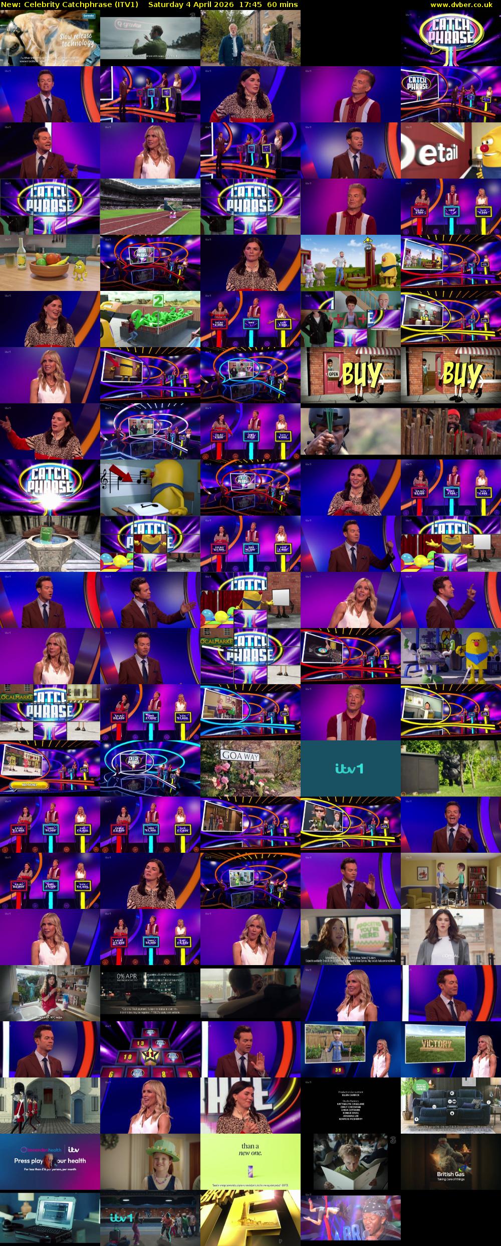 Celebrity Catchphrase (ITV1) Saturday 4 April 2026 17:45 - 18:45