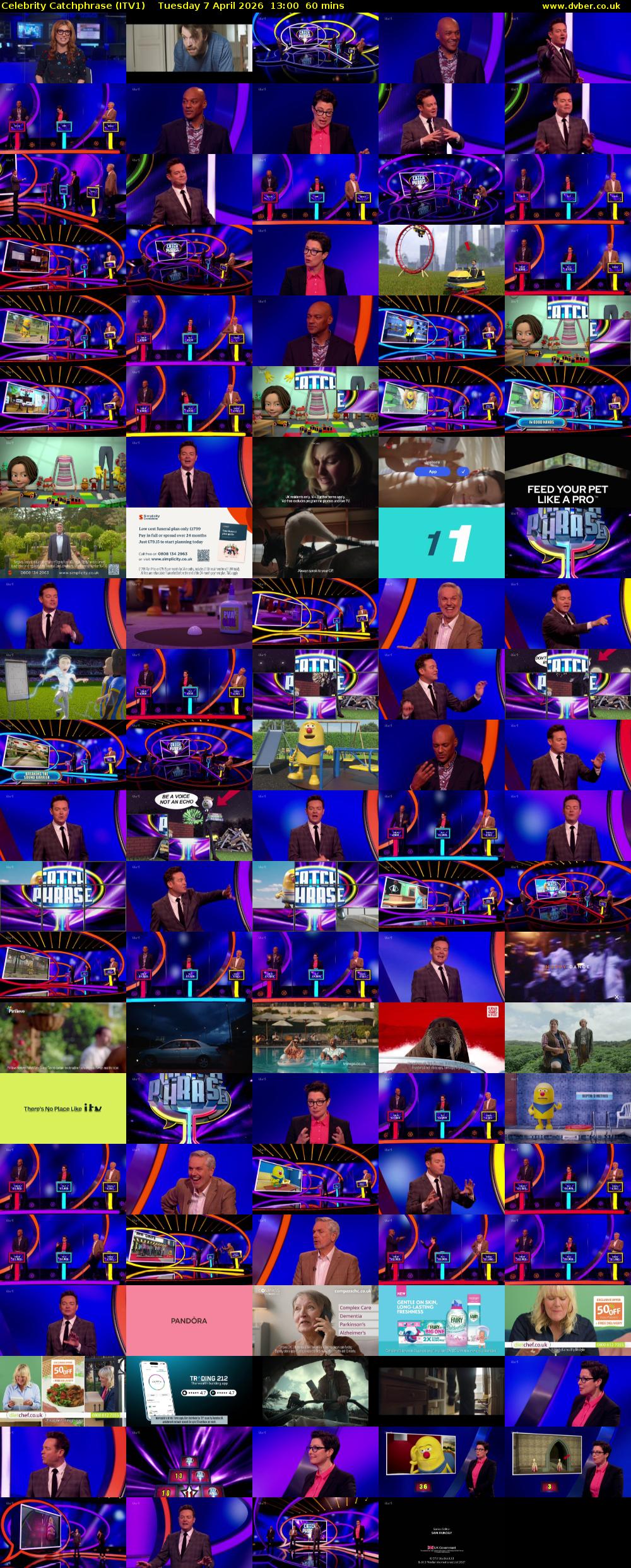 Celebrity Catchphrase (ITV1) Tuesday 7 April 2026 13:00 - 14:00
