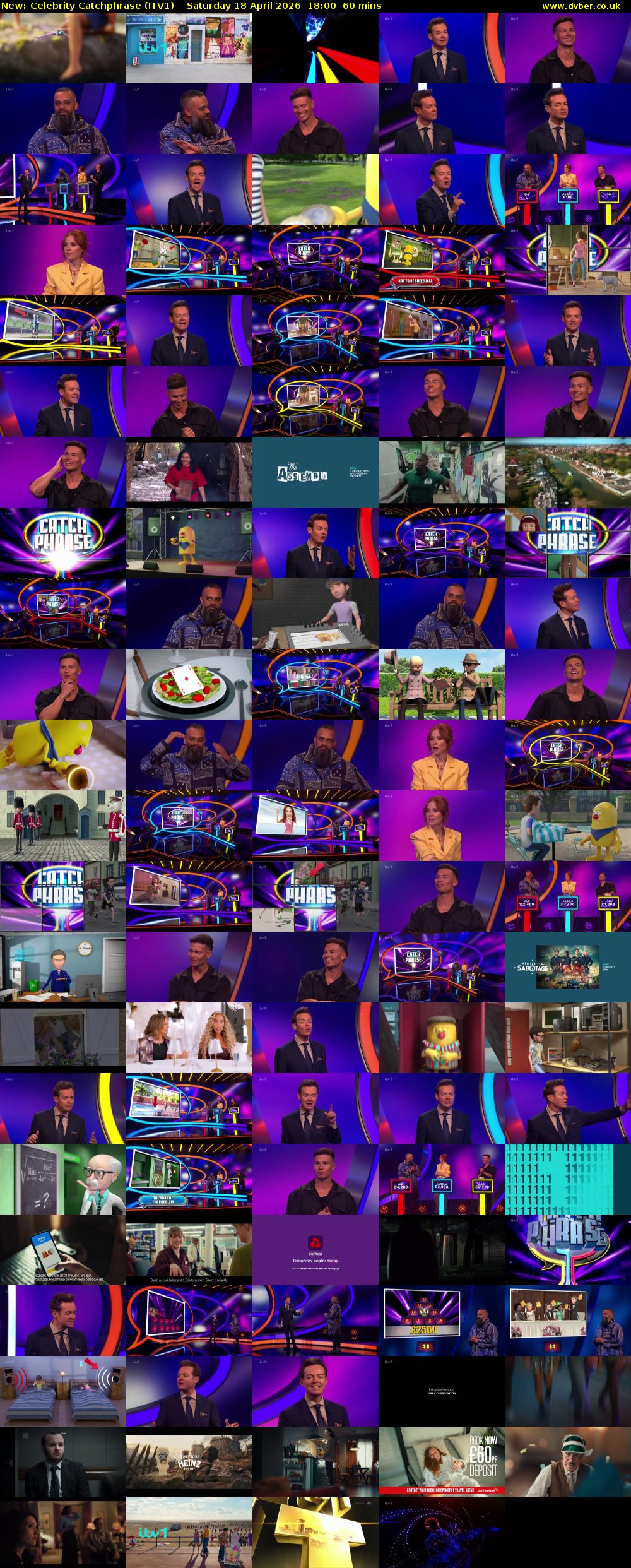 Celebrity Catchphrase (ITV1) Saturday 18 April 2026 18:00 - 19:00