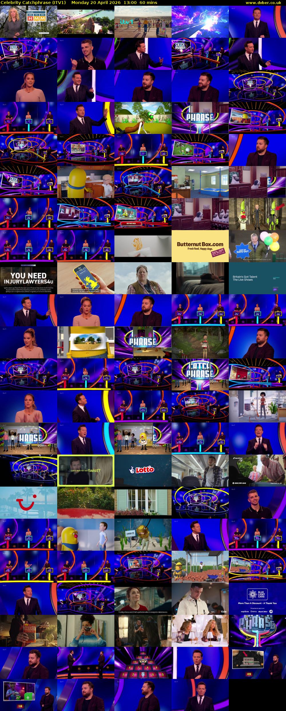 Celebrity Catchphrase (ITV1) Monday 20 April 2026 13:00 - 14:00