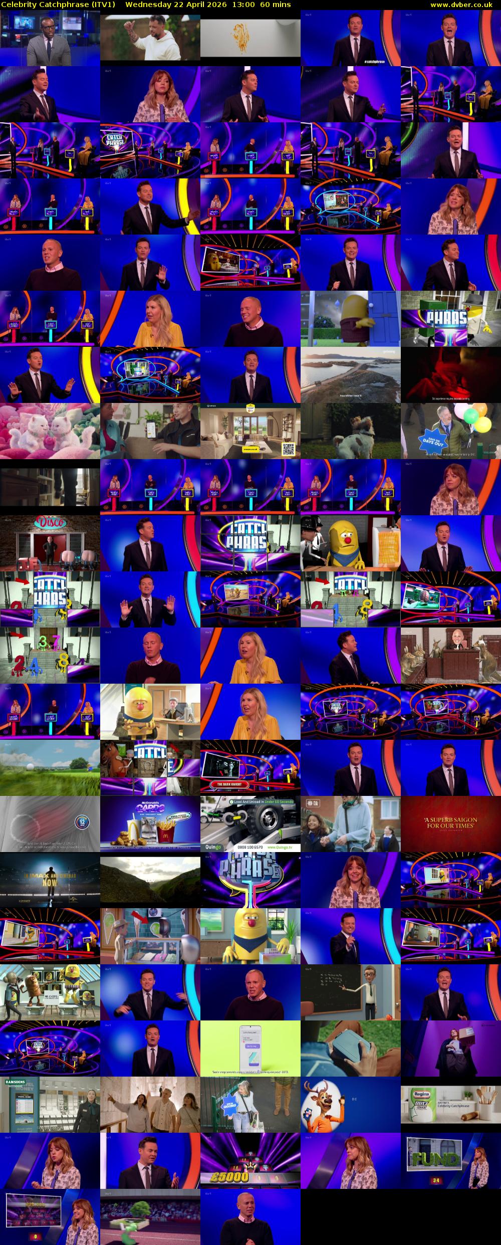 Celebrity Catchphrase (ITV1) Wednesday 22 April 2026 13:00 - 14:00