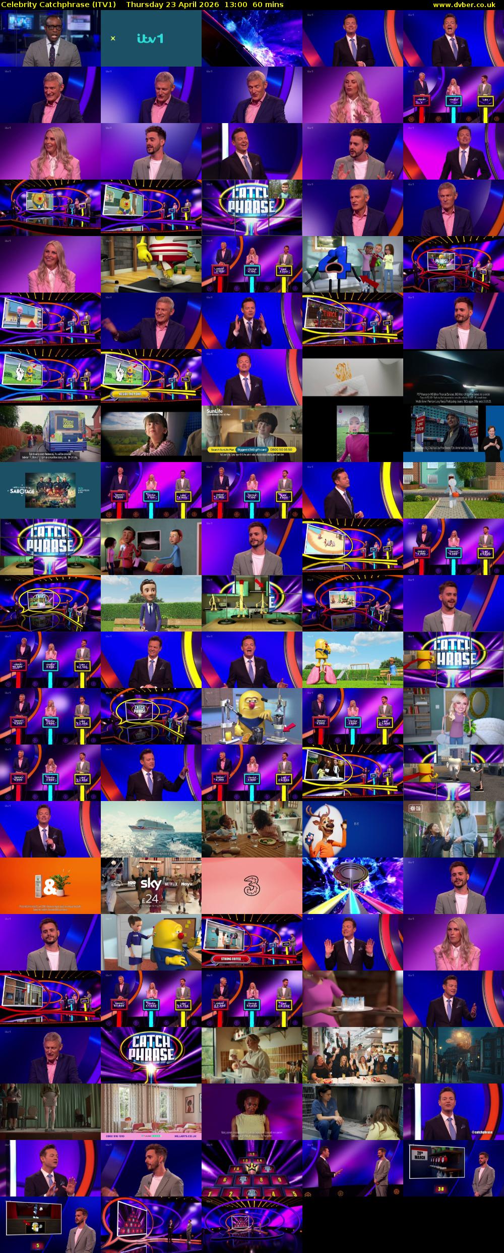 Celebrity Catchphrase (ITV1) Thursday 23 April 2026 13:00 - 14:00