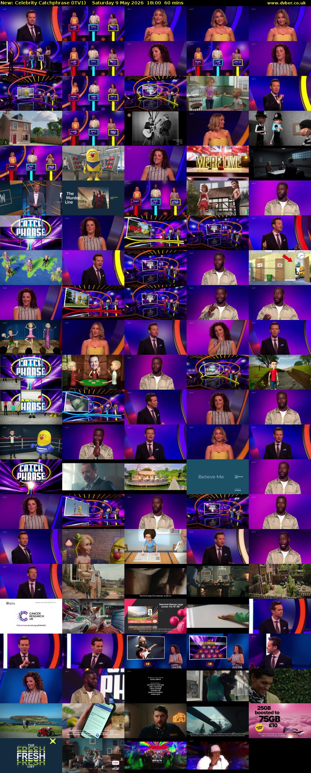 Celebrity Catchphrase (ITV1) Saturday 9 May 2026 18:00 - 19:00