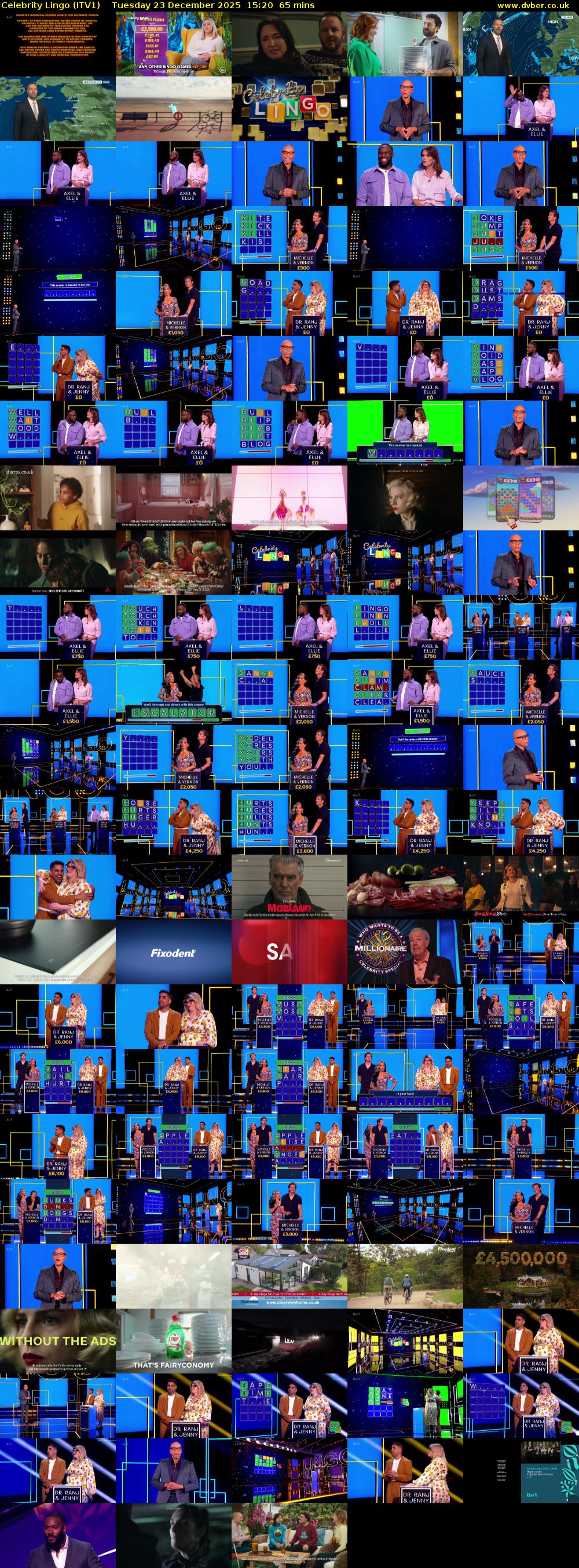 Celebrity Lingo (ITV1) Tuesday 23 December 2025 15:20 - 16:25