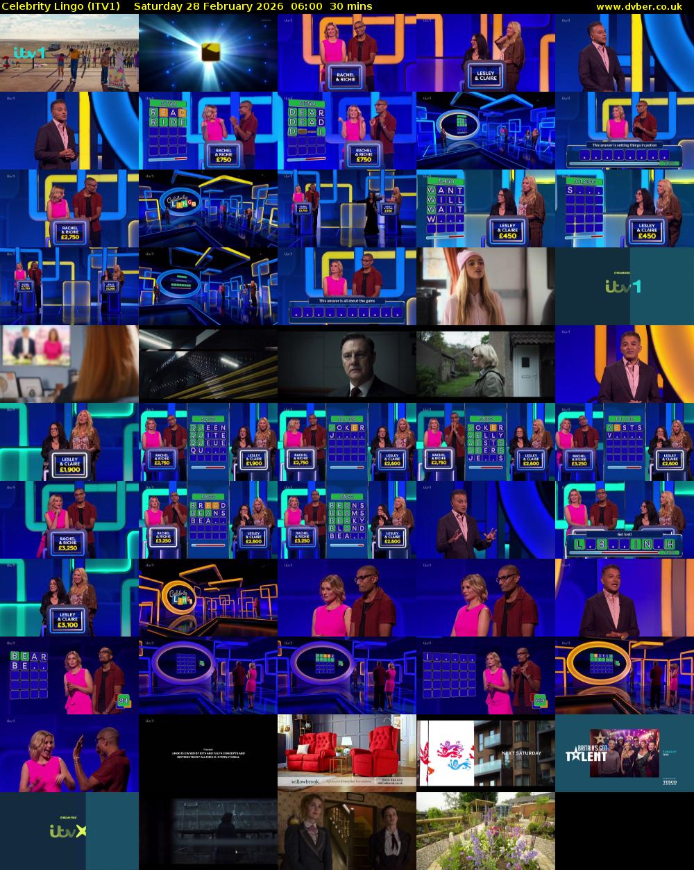 Celebrity Lingo (ITV1) Saturday 28 February 2026 06:00 - 06:30