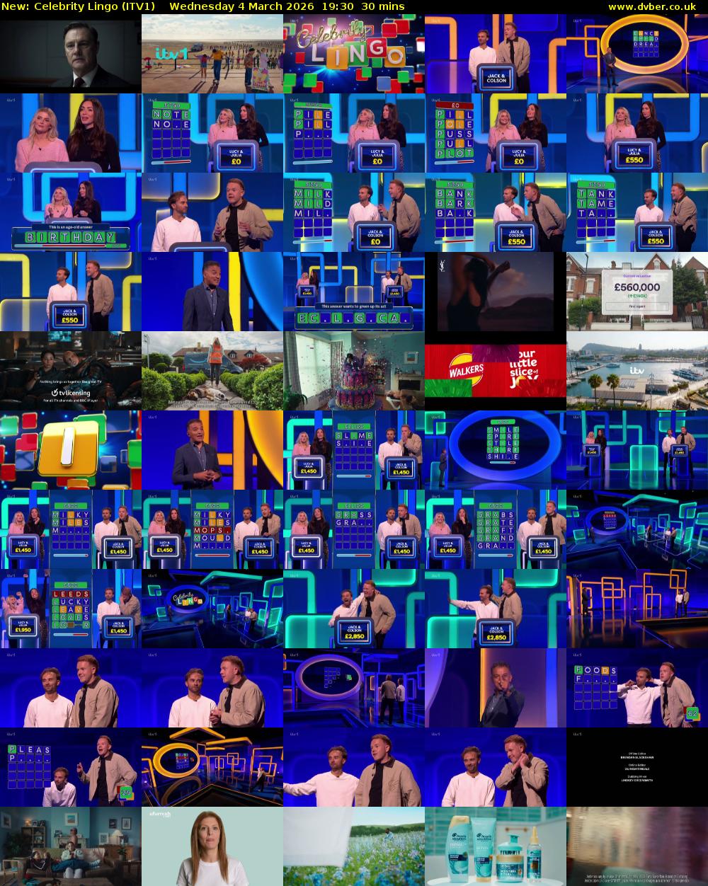 Celebrity Lingo (ITV1) Wednesday 4 March 2026 19:30 - 20:00