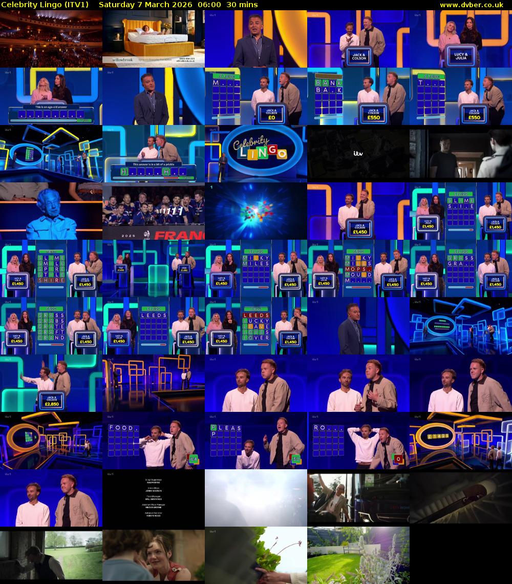 Celebrity Lingo (ITV1) Saturday 7 March 2026 06:00 - 06:30