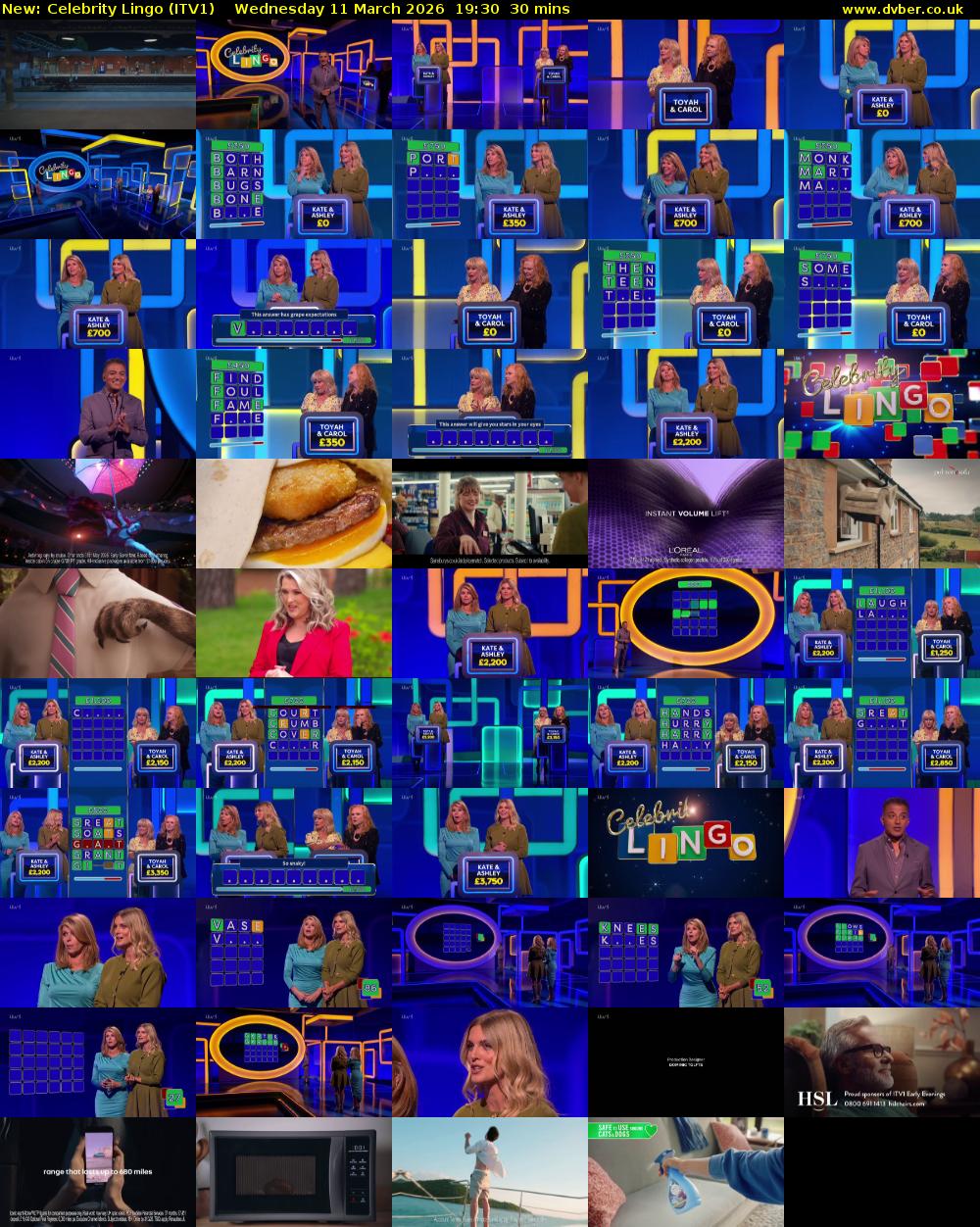 Celebrity Lingo (ITV1) Wednesday 11 March 2026 19:30 - 20:00