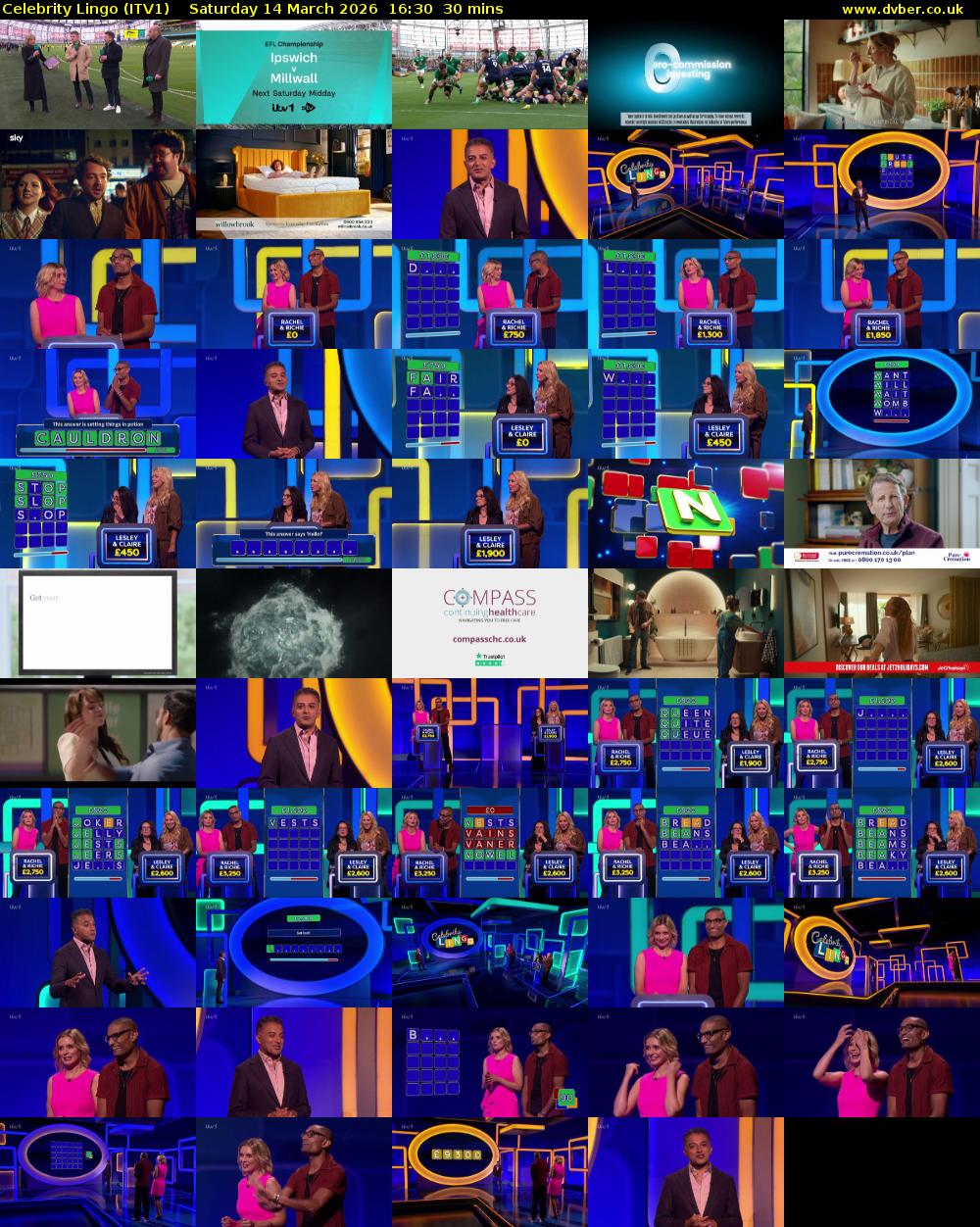 Celebrity Lingo (ITV1) Saturday 14 March 2026 16:30 - 17:00