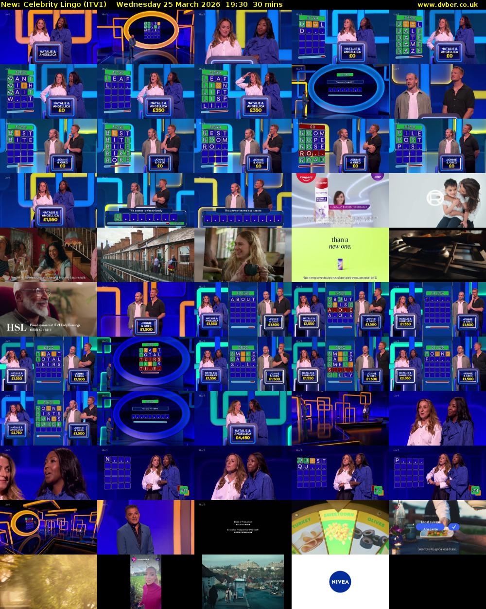 Celebrity Lingo (ITV1) Wednesday 25 March 2026 19:30 - 20:00