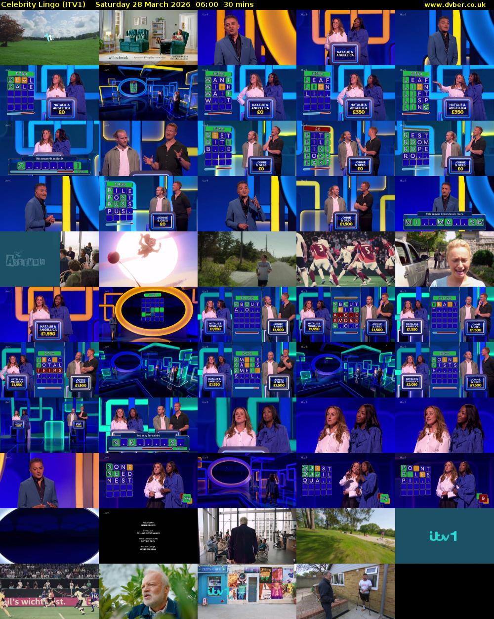 Celebrity Lingo (ITV1) Saturday 28 March 2026 06:00 - 06:30