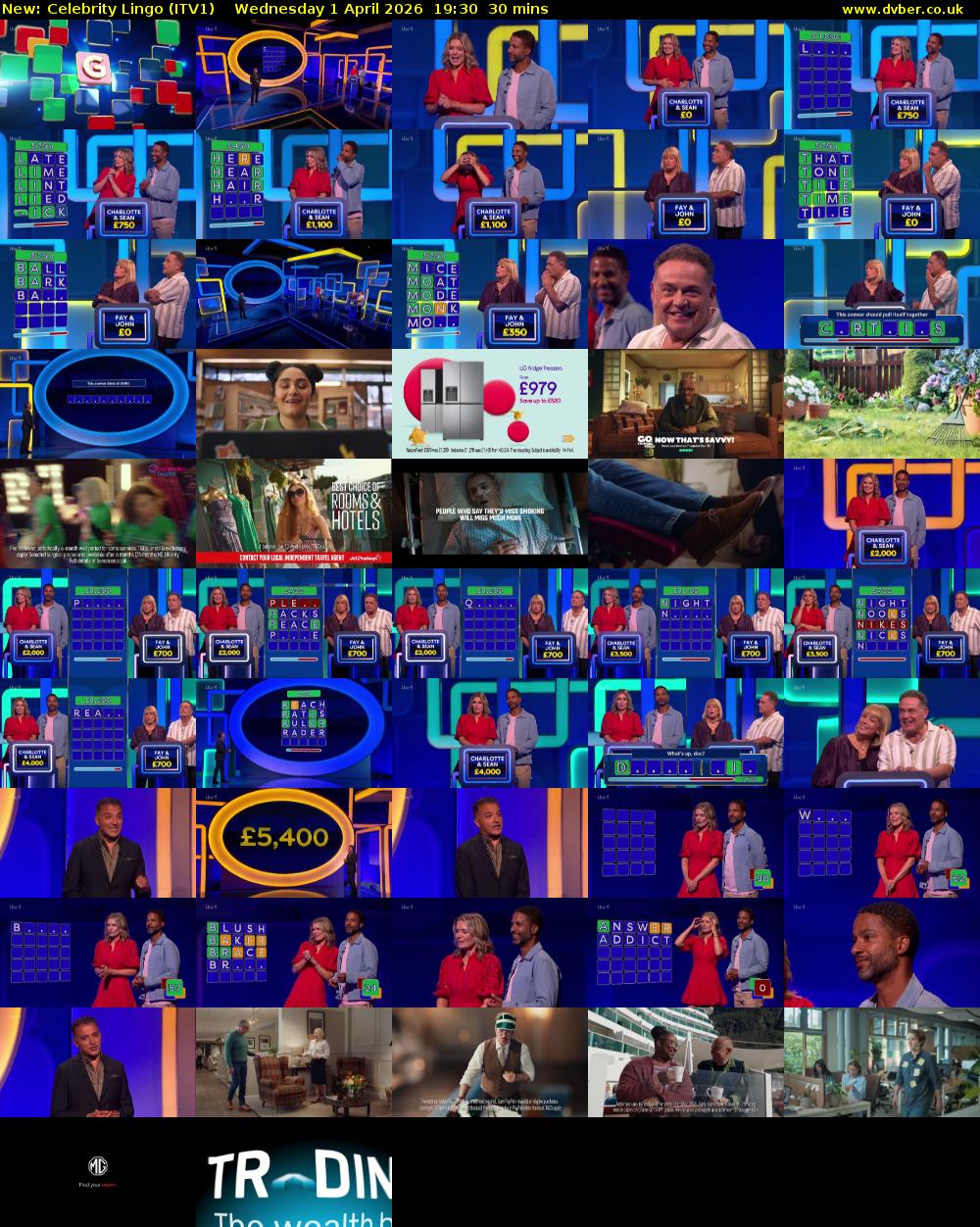 Celebrity Lingo (ITV1) Wednesday 1 April 2026 19:30 - 20:00