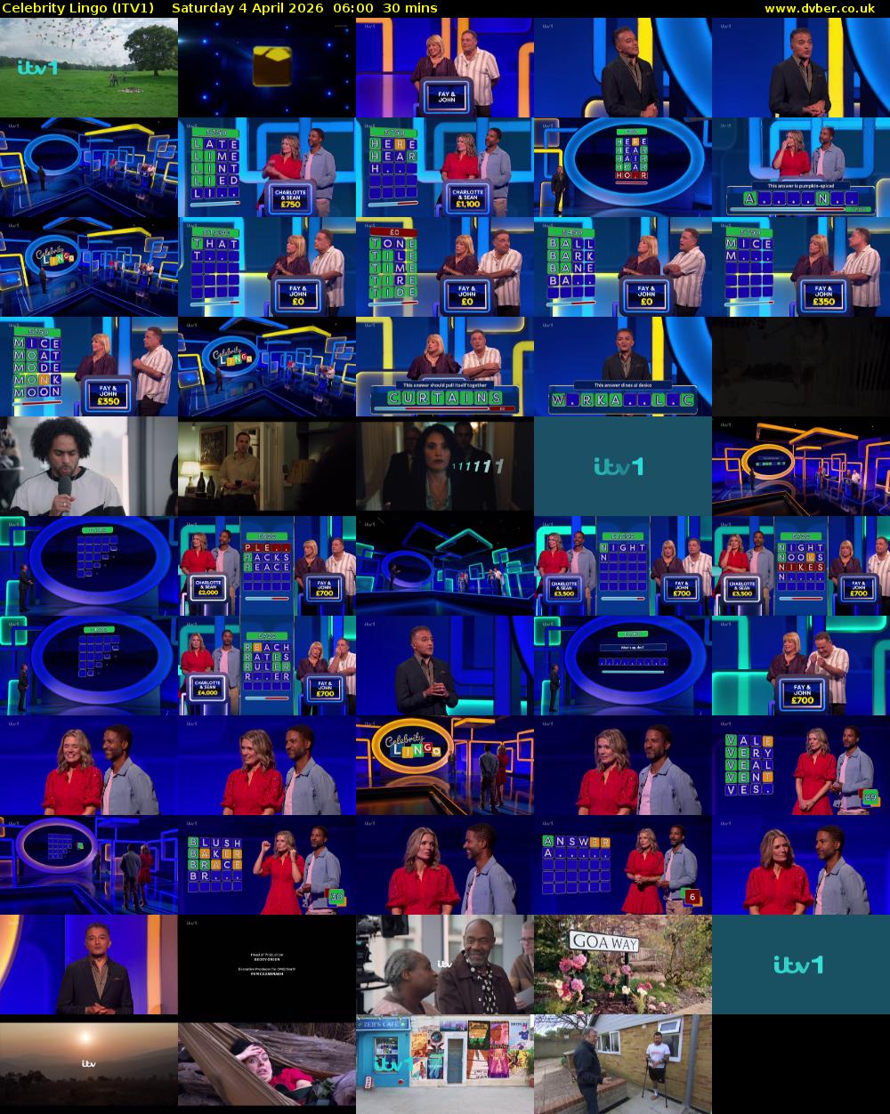 Celebrity Lingo (ITV1) Saturday 4 April 2026 06:00 - 06:30