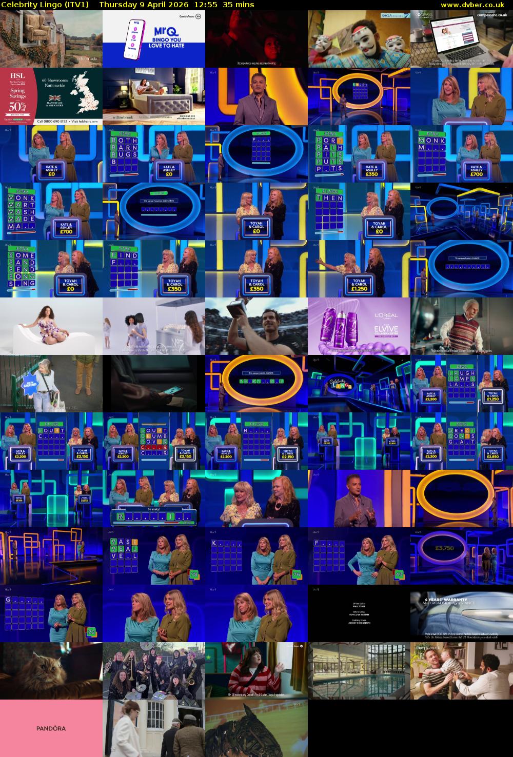 Celebrity Lingo (ITV1) Thursday 9 April 2026 12:55 - 13:30