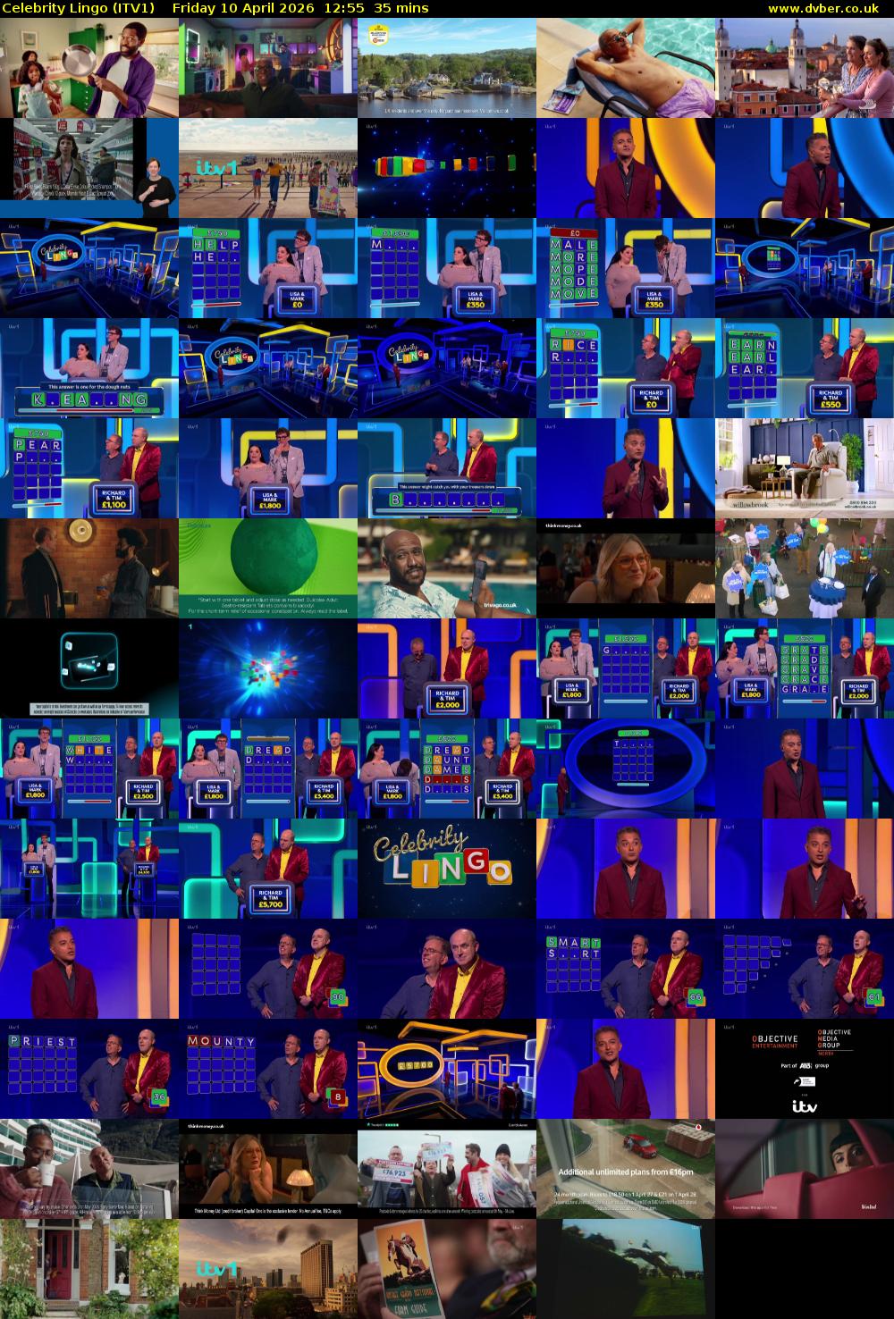 Celebrity Lingo (ITV1) Friday 10 April 2026 12:55 - 13:30