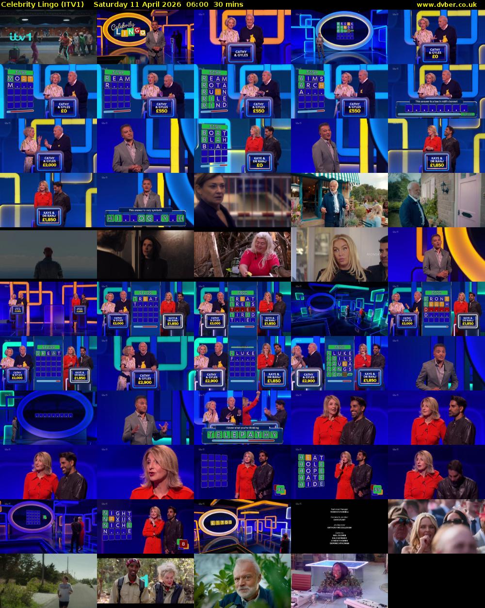 Celebrity Lingo (ITV1) Saturday 11 April 2026 06:00 - 06:30