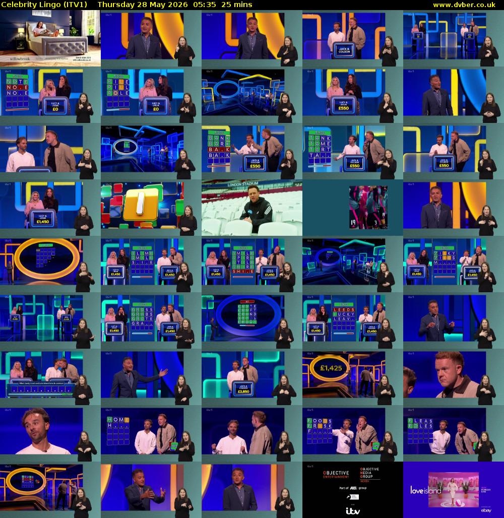 Celebrity Lingo (ITV1) Thursday 28 May 2026 05:35 - 06:00