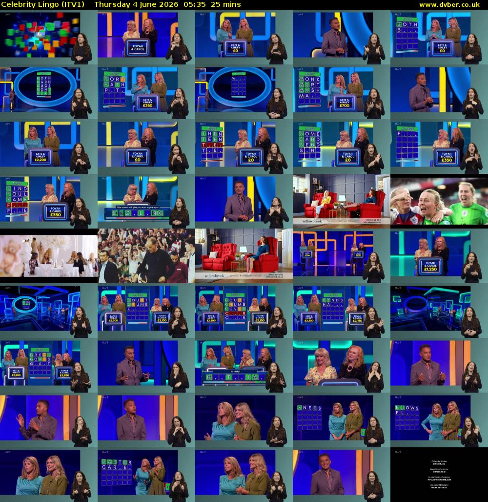 Celebrity Lingo (ITV1) Thursday 4 June 2026 05:35 - 06:00