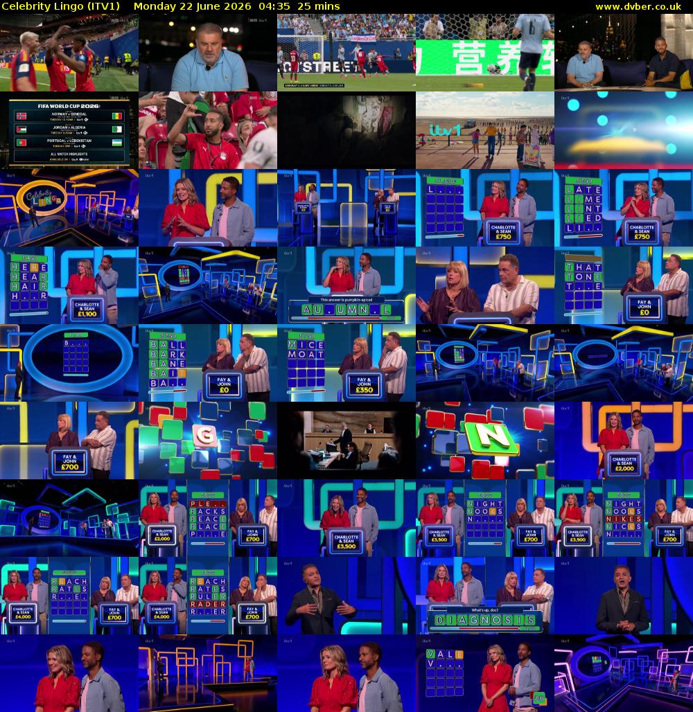 Celebrity Lingo (ITV1) Monday 22 June 2026 04:35 - 05:00