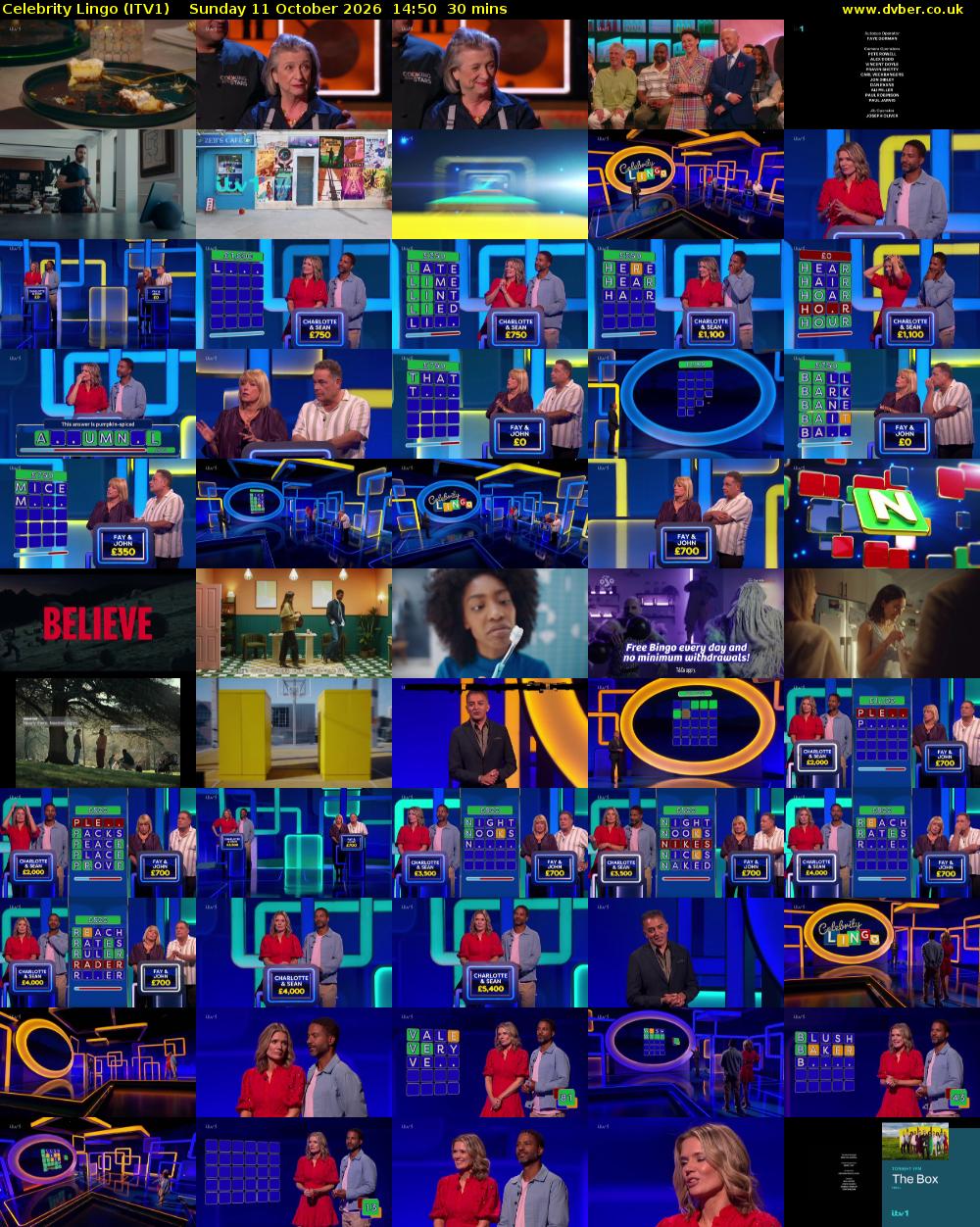 Celebrity Lingo (ITV1) Sunday 11 October 2026 14:50 - 15:20
