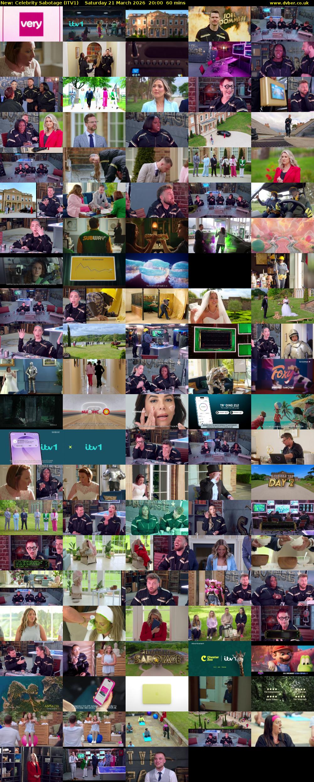 Celebrity Sabotage (ITV1) Saturday 21 March 2026 20:00 - 21:00