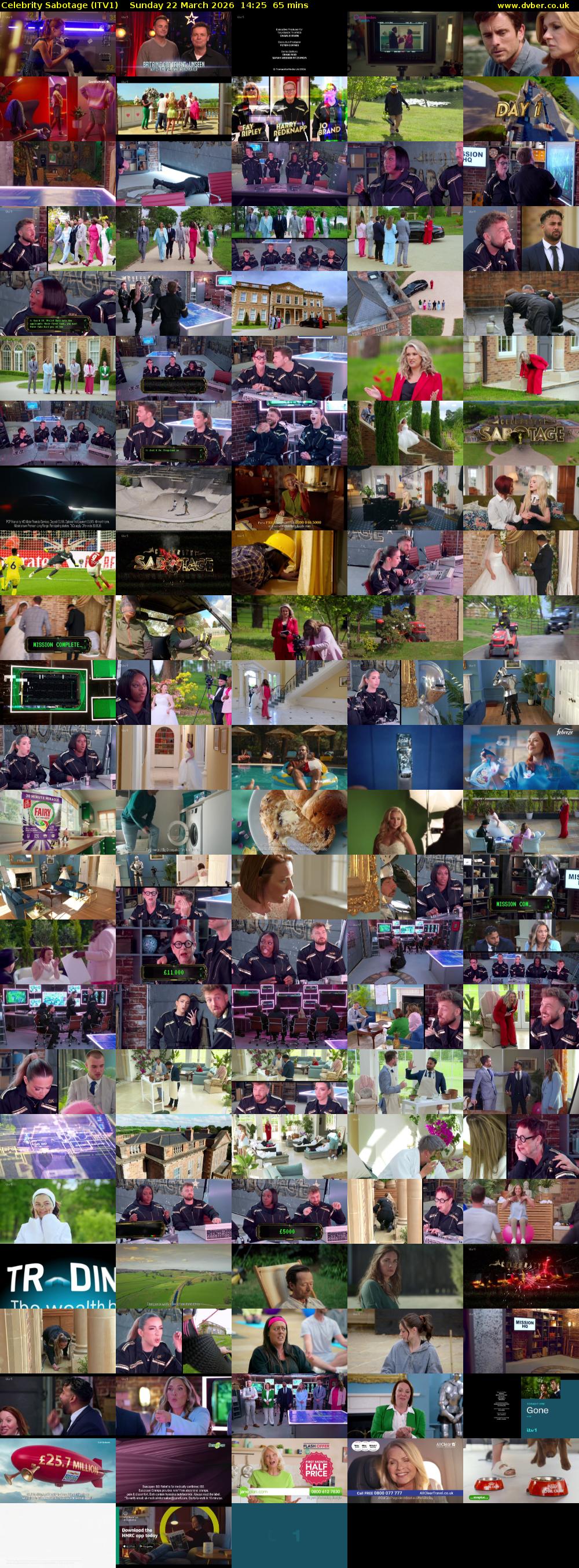 Celebrity Sabotage (ITV1) Sunday 22 March 2026 14:25 - 15:30