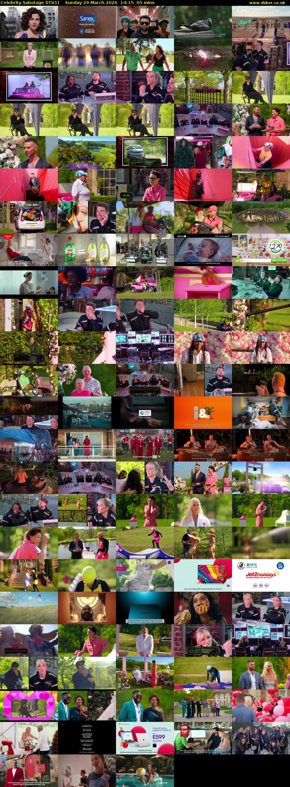 Celebrity Sabotage (ITV1) Sunday 29 March 2026 14:15 - 15:20