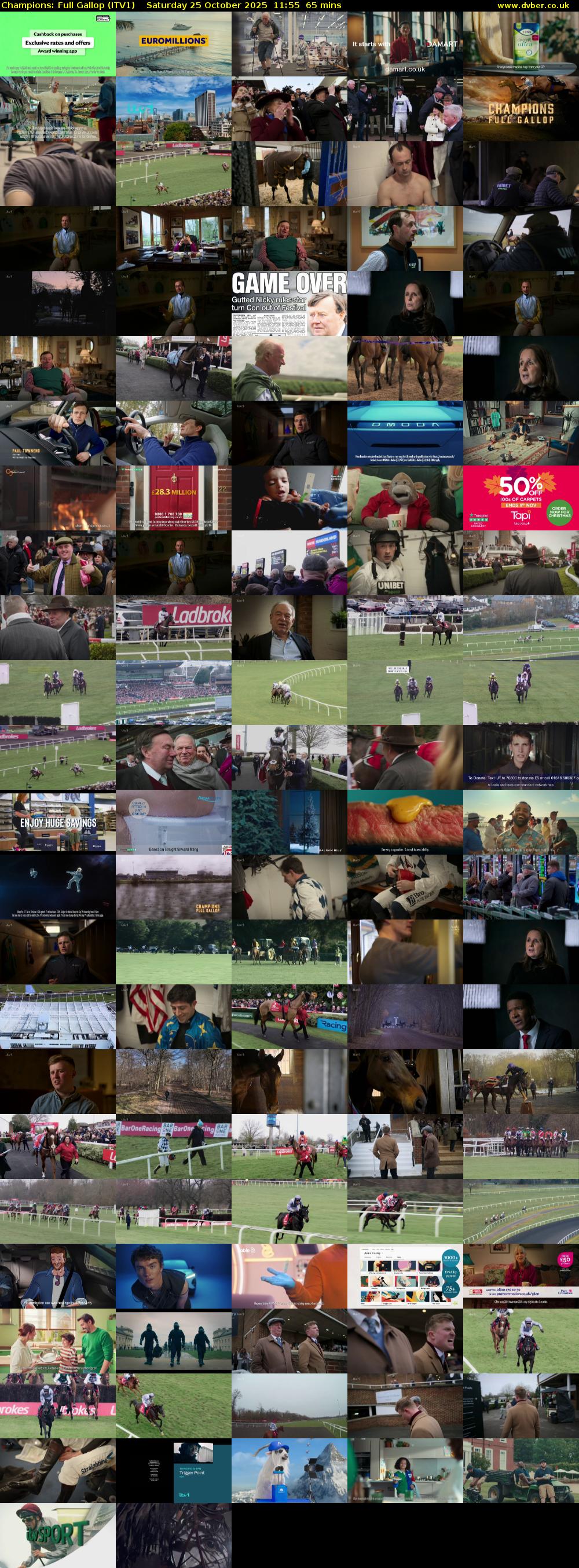 Champions: Full Gallop (ITV1) Saturday 25 October 2025 11:55 - 13:00