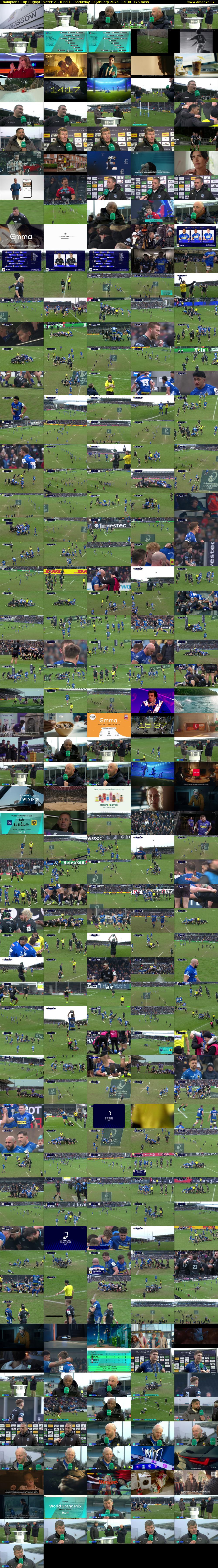 Champions Cup Rugby: Exeter v... (ITV1) Saturday 13 January 2024 12:30 - 15:25