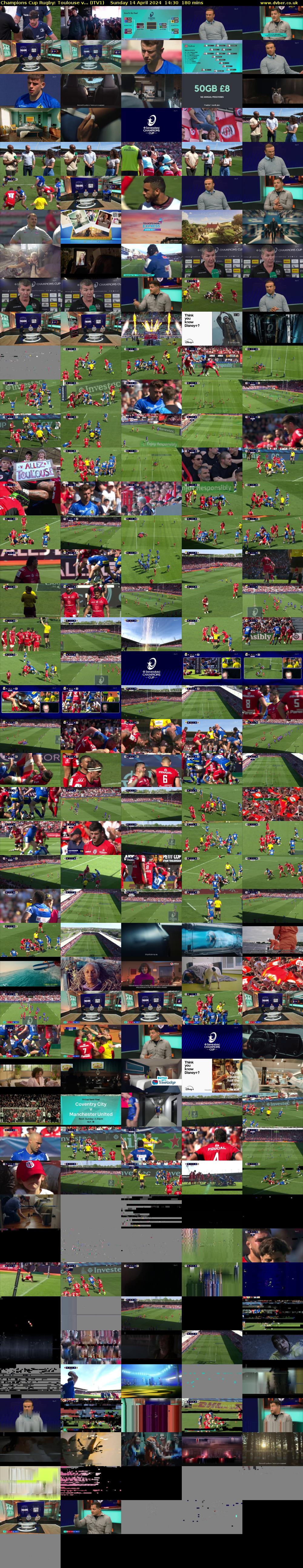 Champions Cup Rugby: Toulouse v... (ITV1) Sunday 14 April 2024 14:30 - 17:30
